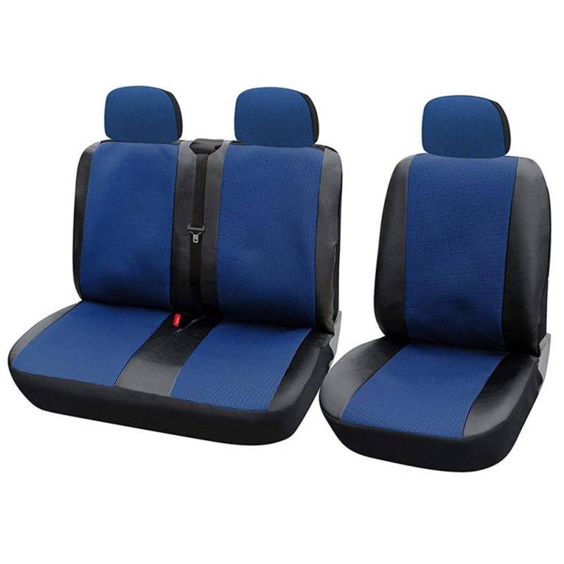 Sitzbezüge,Autositzbezug 1 + 2 Sitzbezüge Autositzbezug for Transporter/Van Universal-Fit mit Kunstleder Truck Interior Accessoires Blau 3pcs(Blue) von Fymlok