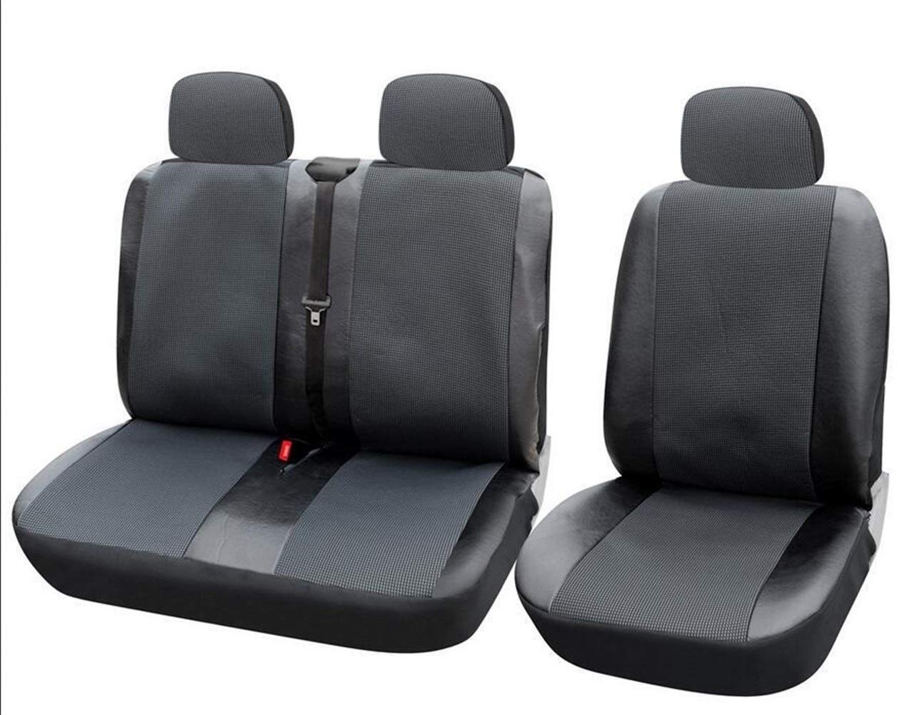 Sitzbezüge,Autositzbezug 1 + 2 Sitzbezüge Autositzbezug for Transporter/Van Universal-Fit mit Kunstleder Truck Interior Accessoires Blau 3pcs(Gray) von Fymlok