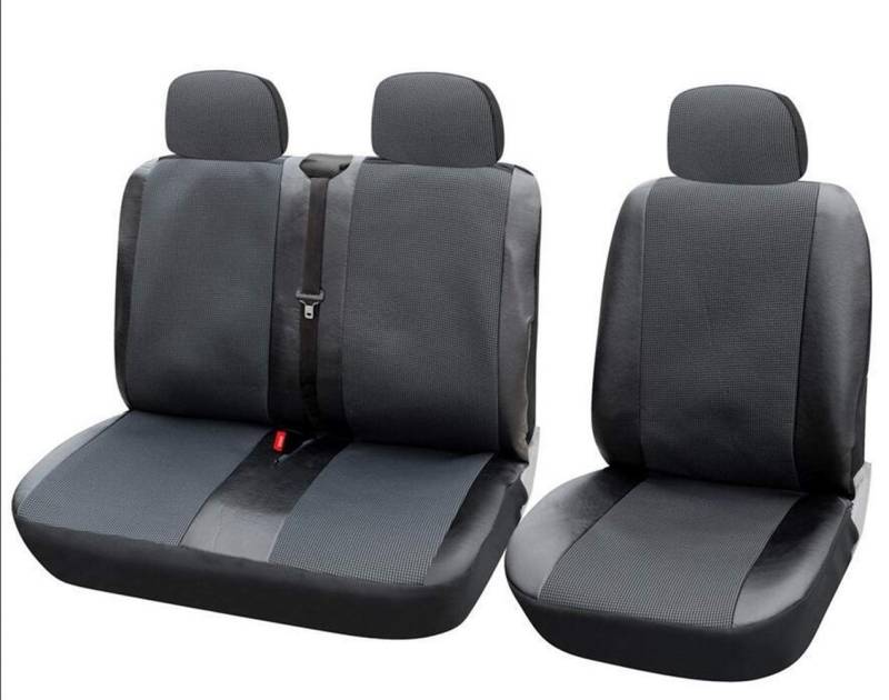 Sitzbezüge,Autositzbezug 1 + 2 Sitzbezüge Autositzbezug for Transporter/Van Universal-Fit mit Kunstleder Truck Interior Accessoires Blau 3pcs(Gray) von Fymlok