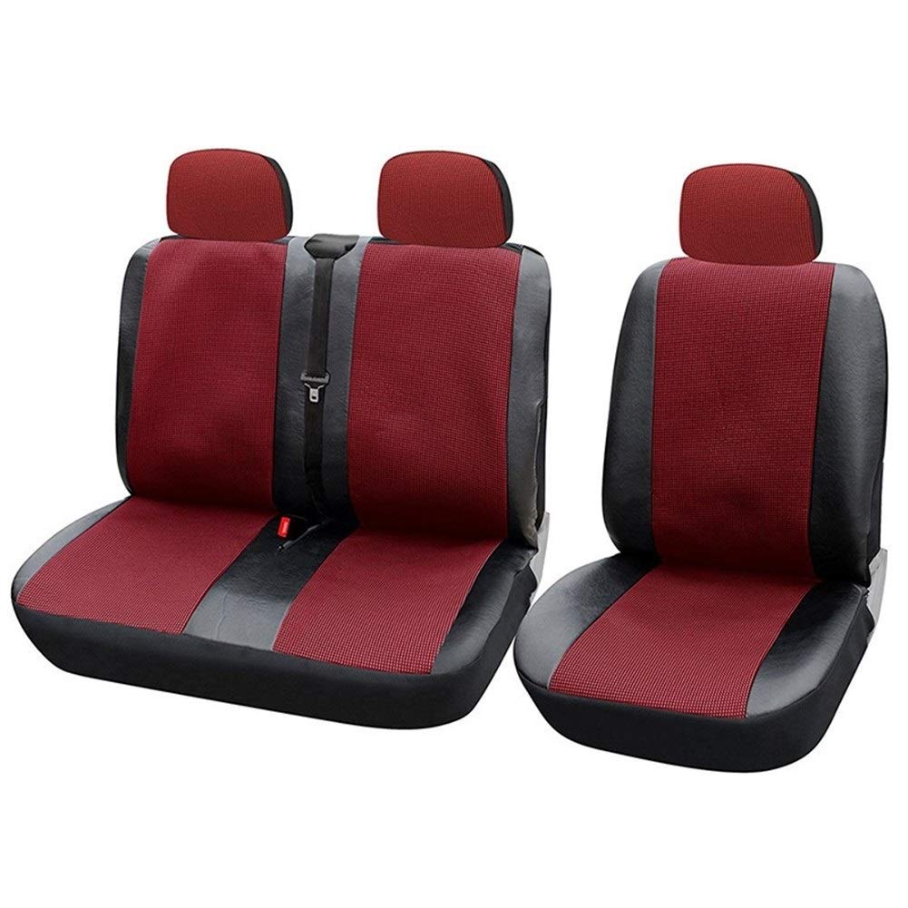 Sitzbezüge,Autositzbezug 1 + 2 Sitzbezüge Autositzbezug for Transporter/Van Universal-Fit mit Kunstleder Truck Interior Accessoires Blau 3pcs(RED) von Fymlok