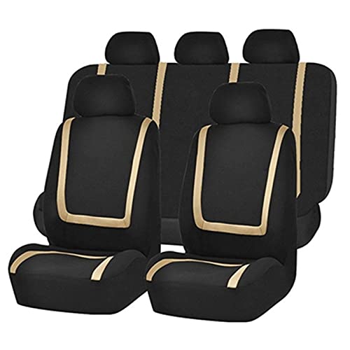 Sitzbezüge,Autositzbezug 2/4 / 9 stücke Autositzabdeckung Stoff Autoabdeckungen zum Salon Alle Saison SEAT SEAT SEAT GESCHICHTEN UNTERNEHMEN Universal Innenausstattung(Beige-5 Seats) von Fymlok