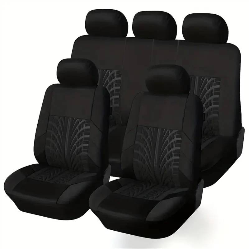 Sitzbezüge,Autositzbezug 9-teiliges Universal-Autositzbezug-Set - Atmungsaktives, stilvolles und langlebiges Polyester-Design for alle Automodelle - Verbessert den Komfort A(Black) von Fymlok