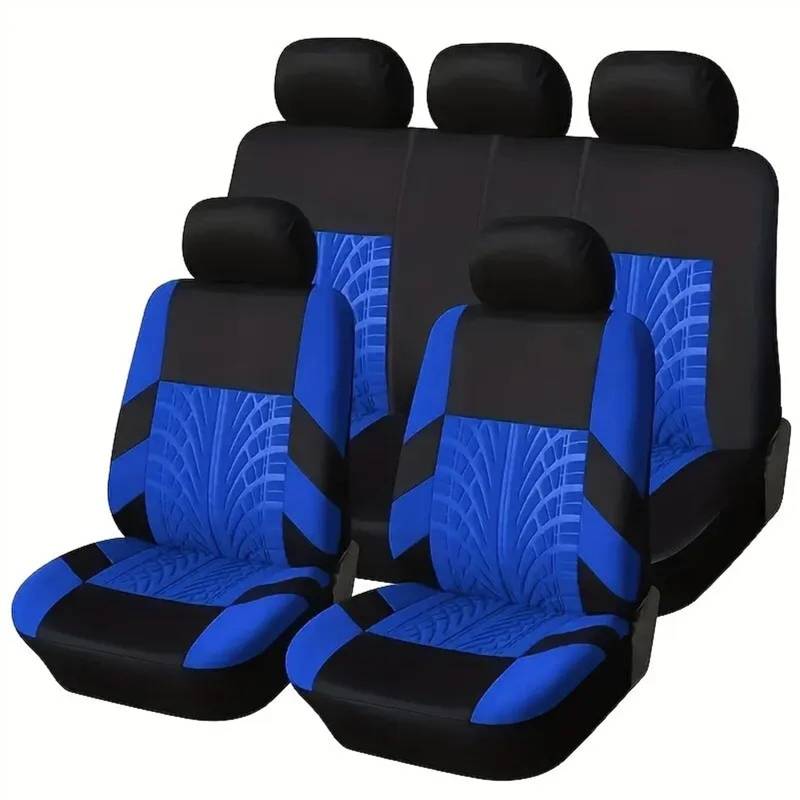 Sitzbezüge,Autositzbezug 9-teiliges Universal-Autositzbezug-Set - Atmungsaktives, stilvolles und langlebiges Polyester-Design for alle Automodelle - Verbessert den Komfort A(Blue) von Fymlok