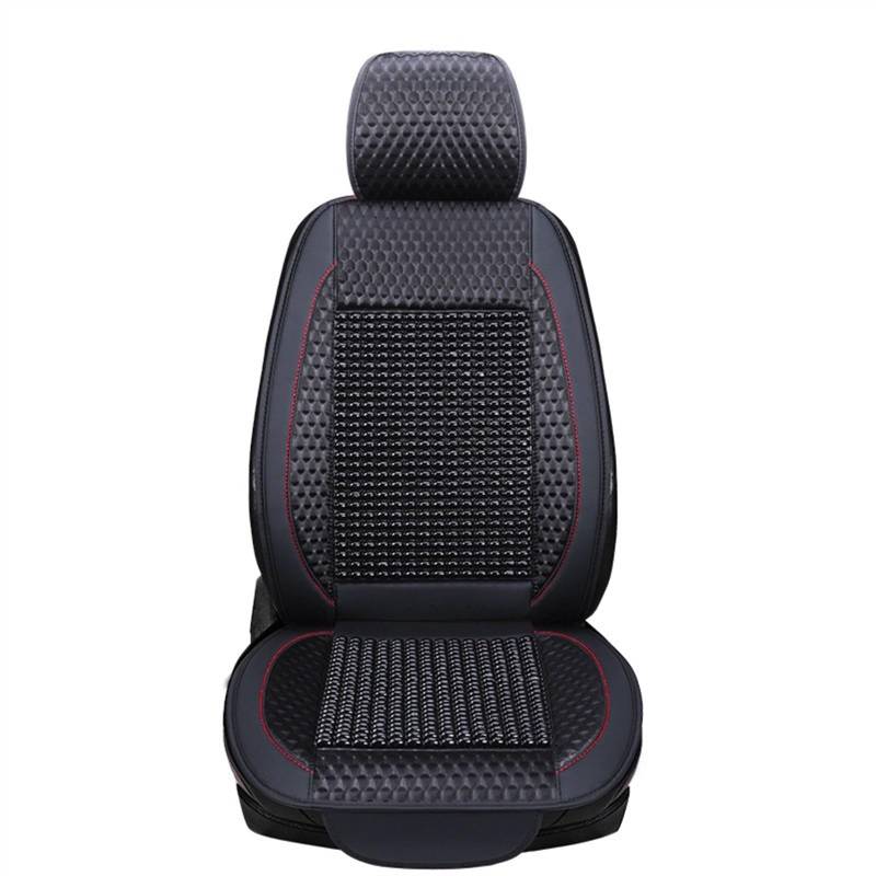Sitzbezüge,Autositzbezug Auto Holzperle Sitzkissen Summer Cool Leder Auto Sitzbezug atmungsaktiv Handgemachte Auto Sitz Matten-Auflage-Universal-Zubehör(Black) von Fymlok