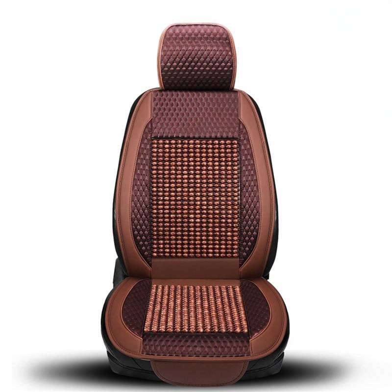 Sitzbezüge,Autositzbezug Auto Holzperle Sitzkissen Summer Cool Leder Auto Sitzbezug atmungsaktiv Handgemachte Auto Sitz Matten-Auflage-Universal-Zubehör(Coffee) von Fymlok