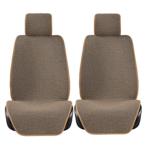 Sitzbezüge,Autositzbezug Autositz-Abdeckung Protector-Flachs-Vorder- oder Rücksitz-Back-Kissen Pad Mat Rückenlehne for Auto-Innenfahrzeug(2 Seats beige) von Fymlok