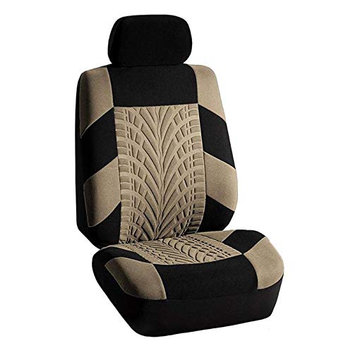Sitzbezüge,Autositzbezug Autositz-Abdeckung Set Universal Persönlichkeit Reifenspur Spleißen Auto Styling Zubehör Innen 2/4 / 9PCS(2pcs Beige) von Fymlok