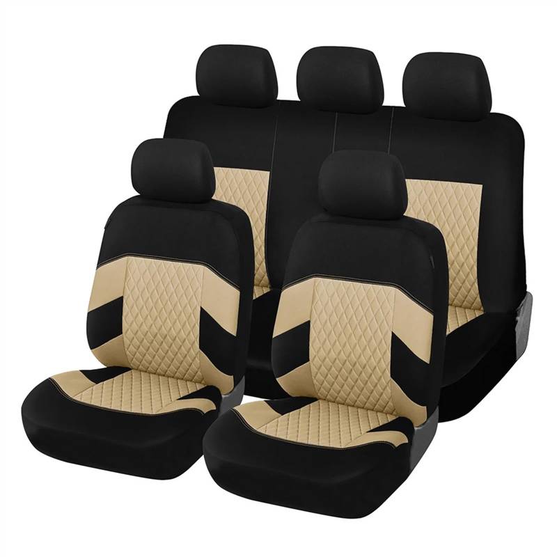 Sitzbezüge,Autositzbezug Autositzbezüge, universelle Passform, komplettes Set, Autositzschutz, Reifenspuren, Autositzzubehör – 9-teilig(BEIGE) von Fymlok
