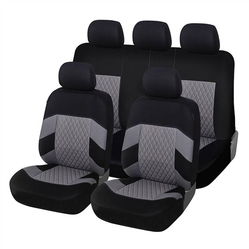 Sitzbezüge,Autositzbezug Autositzbezüge, universelle Passform, komplettes Set, Autositzschutz, Reifenspuren, Autositzzubehör – 9-teilig(Gray) von Fymlok