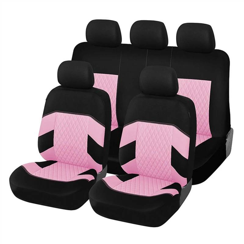Sitzbezüge,Autositzbezug Autositzbezüge, universelle Passform, komplettes Set, Autositzschutz, Reifenspuren, Autositzzubehör – 9-teilig(PINK) von Fymlok