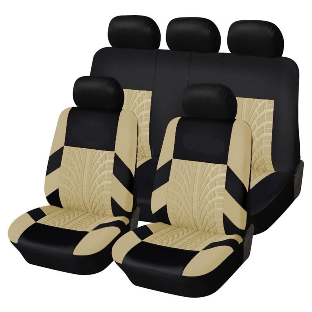 Sitzbezüge,Autositzbezug Autositzbezüge Full Set Car Seat Protector Auto Sitzbezüge Polyester-Gewebe Universal-Sitze die meisten Autos Orange Abdeckungen(BEIGE) von Fymlok