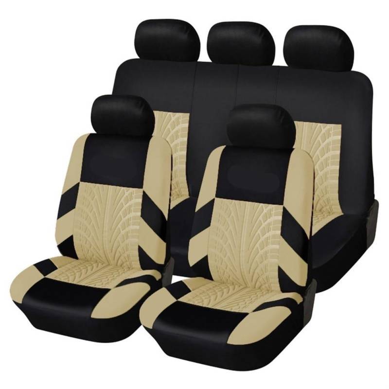 Sitzbezüge,Autositzbezug Autositzbezüge Full Set Car Seat Protector Auto Sitzbezüge Polyester-Gewebe Universal-Sitze die meisten Autos Orange Abdeckungen(BEIGE) von Fymlok