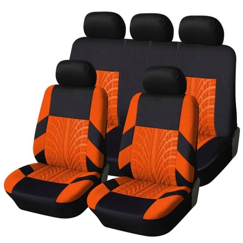 Sitzbezüge,Autositzbezug Autositzbezüge Full Set Car Seat Protector Auto Sitzbezüge Polyester-Gewebe Universal-Sitze die meisten Autos Orange Abdeckungen(Orange) von Fymlok