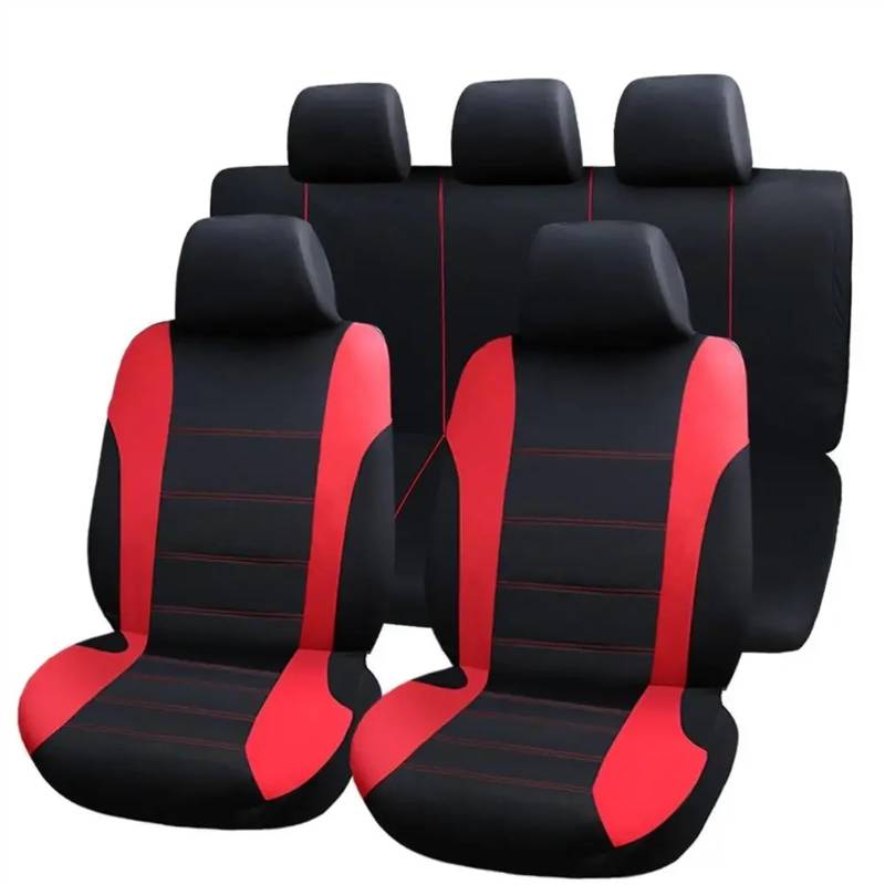 Sitzbezüge,Autositzbezug Autositzbezüge Komplettset Atmungsaktiver Autositzschutzbezug Fahrzeugsitzbezüge Universelles Autozubehör Auto-Styling(9pcs Black red) von Fymlok