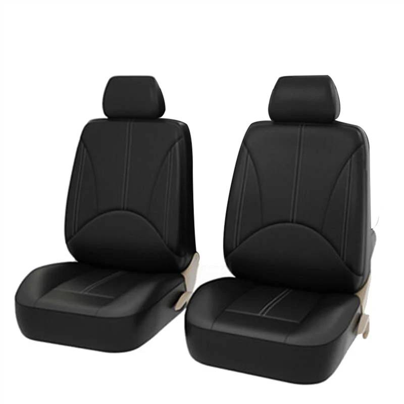 Sitzbezüge,Autositzbezug Autositzbezug-Set, atmungsaktives PU-Leder, Fahrzeugsitzkissen, vollständiger Rundumschutz for das Auto, Vollschutzpolster, passend for 5-Sitzer(Black Front x 2) von Fymlok