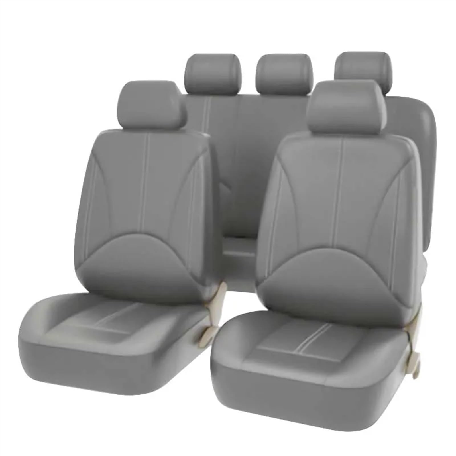 Sitzbezüge,Autositzbezug Autositzbezug-Set, atmungsaktives PU-Leder, Fahrzeugsitzkissen, vollständiger Rundumschutz for das Auto, Vollschutzpolster, passend for 5-Sitzer(Gray Set x 1) von Fymlok