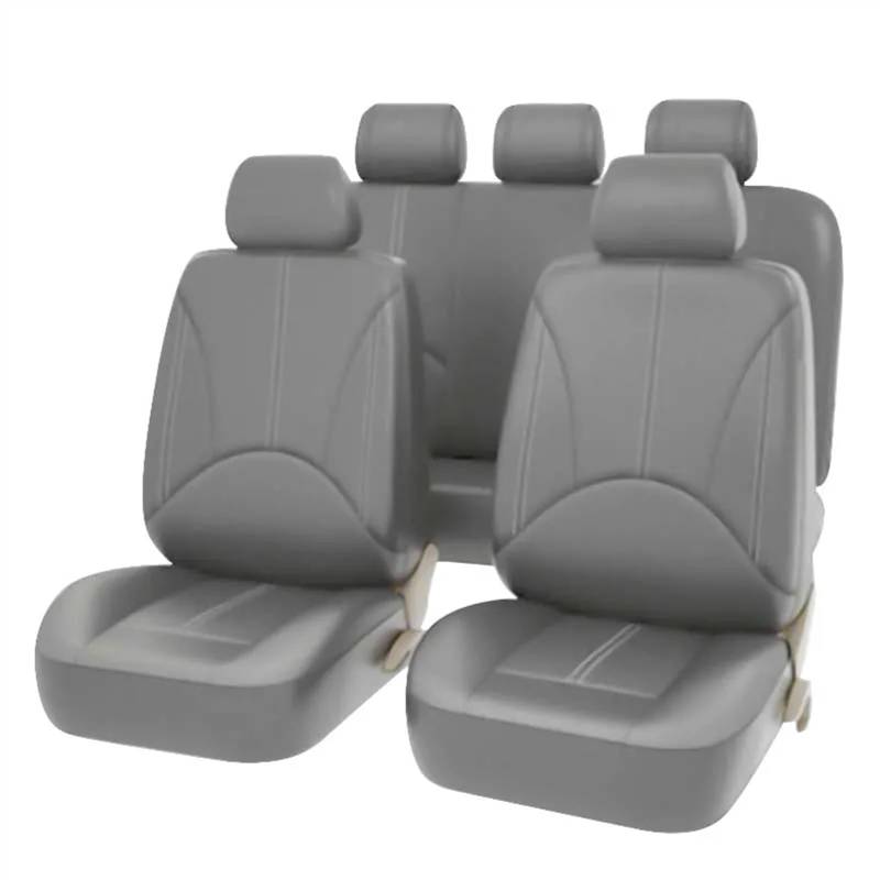 Sitzbezüge,Autositzbezug Autositzbezug-Set, atmungsaktives PU-Leder, Fahrzeugsitzkissen, vollständiger Rundumschutz for das Auto, Vollschutzpolster, passend for 5-Sitzer(Gray Set x 1) von Fymlok