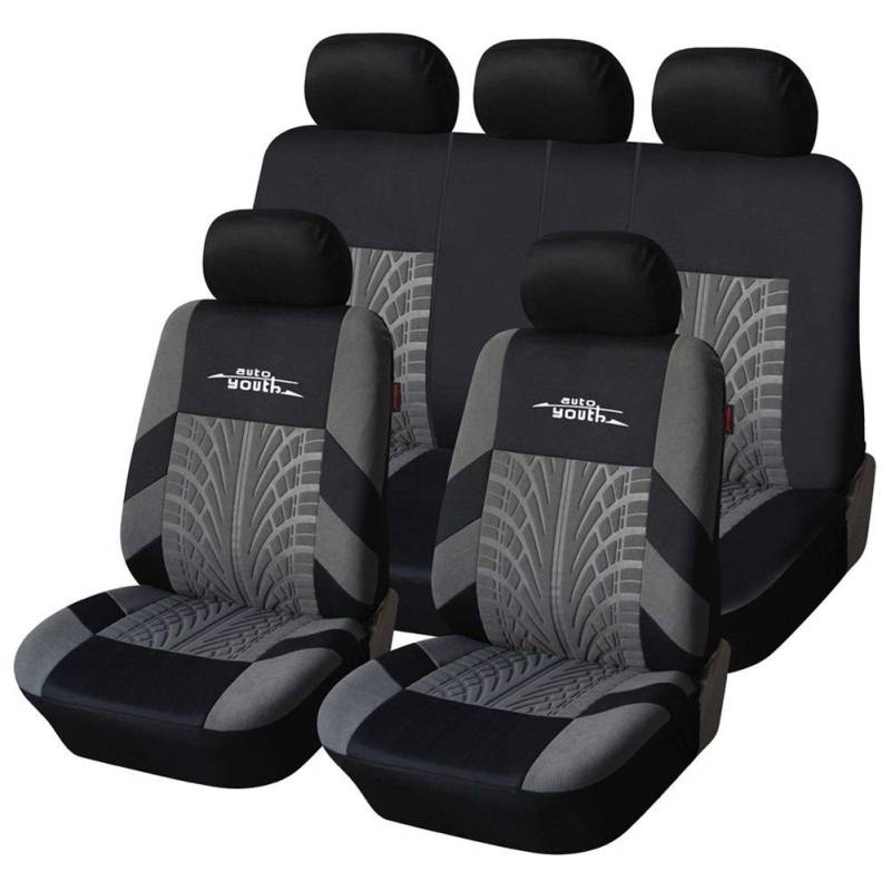 Sitzbezüge,Autositzbezug Mode Fahrzeugspur-Detail-Art-Universalauto-Sitzbezüge passend for die meisten Fahrzeugsitzbezug Car Seat Protector(Gray) von Fymlok