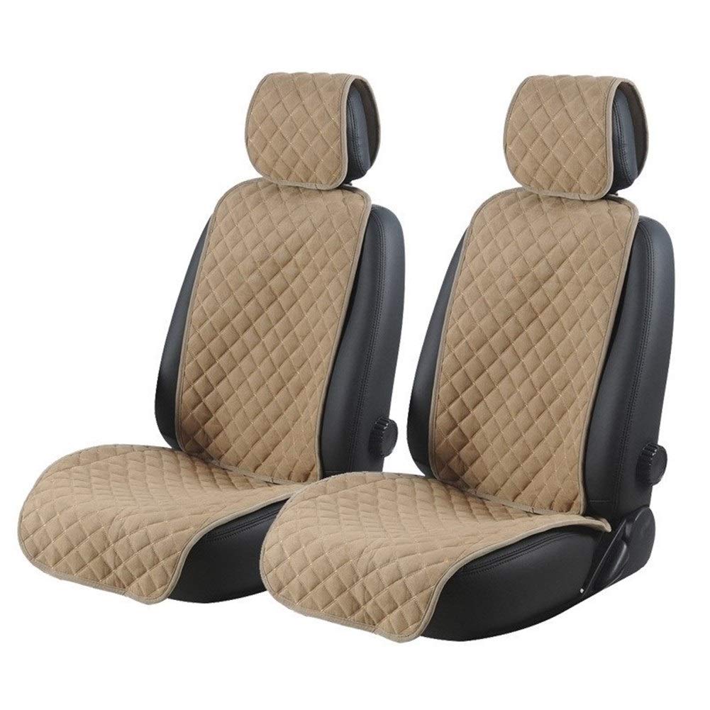 Sitzbezüge,Autositzbezug Modische Auto Sitzkissen Autositzbezüge aus Mikrofaser Auto Seat Protector Auto-Schutz Nonslip for Vor 2 Sitzplätze Brown(Beige) von Fymlok