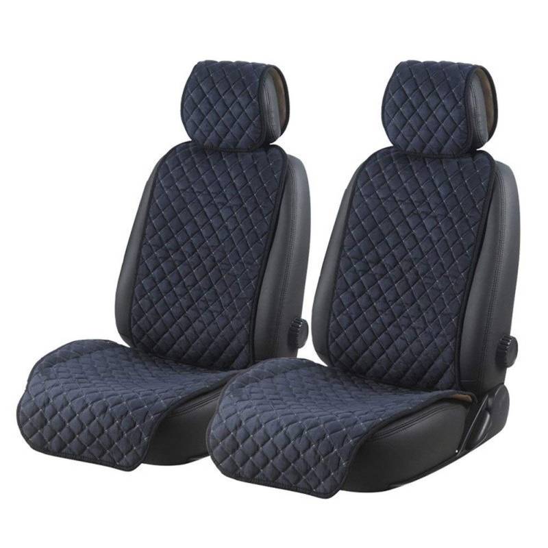 Sitzbezüge,Autositzbezug Modische Auto Sitzkissen Autositzbezüge aus Mikrofaser Auto Seat Protector Auto-Schutz Nonslip for Vor 2 Sitzplätze Brown(Dark Blue) von Fymlok