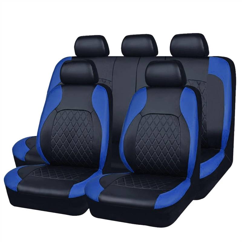 Sitzbezüge,Autositzbezug PU Leder Autositzbezug Vollumrandeter Sitzschutz Wasserdicht Universal Fit Limousine SUV Pick-up Truck Sitz(AE-2041-BL) von Fymlok