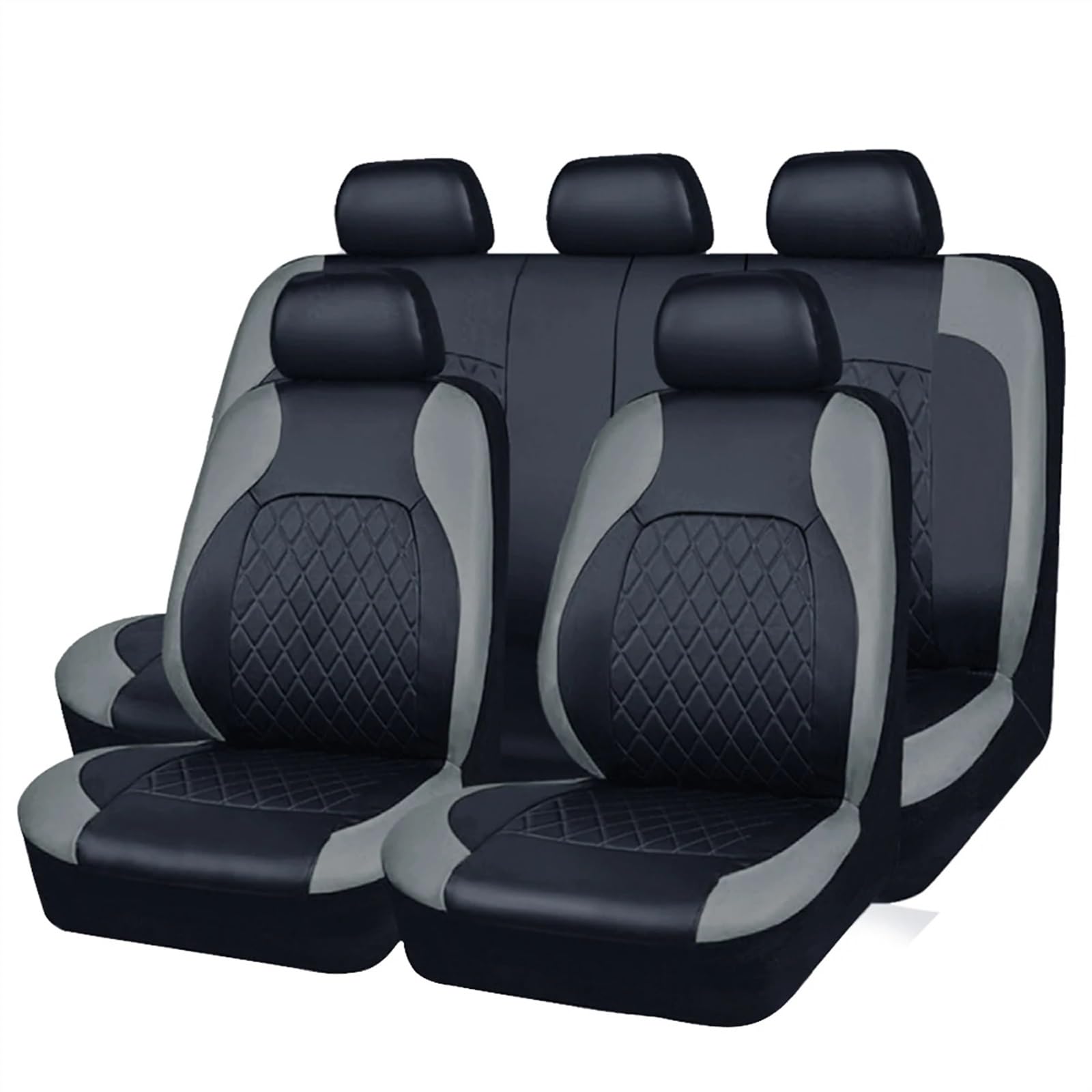 Sitzbezüge,Autositzbezug PU Leder Autositzbezug Vollumrandeter Sitzschutz Wasserdicht Universal Fit Limousine SUV Pick-up Truck Sitz(AE-2041-GY) von Fymlok