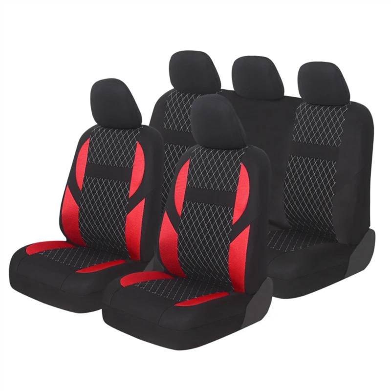 Sitzbezüge,Autositzbezug Schwarz Full Set Autositzbezüge Universal Front Teil Protector Fit Meisten Auto(Red) von Fymlok