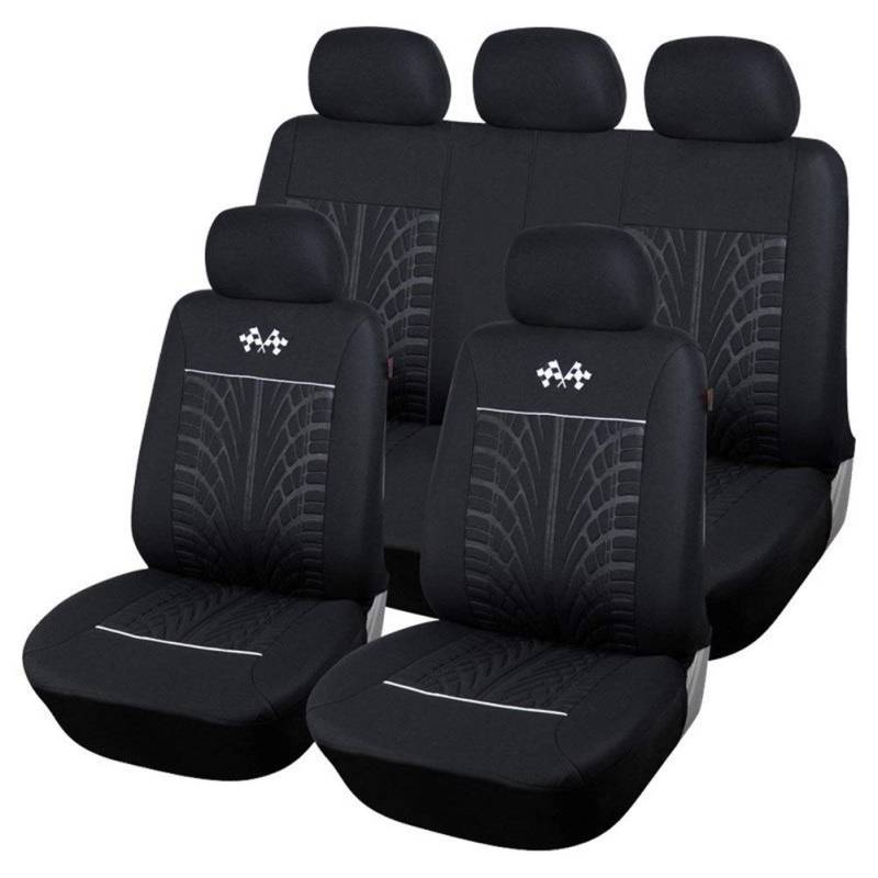 Sitzbezüge,Autositzbezug Sport-Auto-Sitzbezüge Fit meisten Fahrzeugsitze Autositz-Schutz-Innenausstattung Schwarz-Sitzabdeckung(Black) von Fymlok