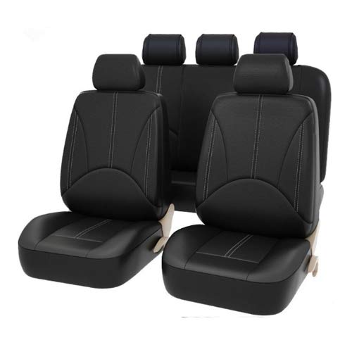 Sitzbezüge,Autositzbezug Universal-Autositz-Abdeckung Protector PU. Lederfront- und Rücksitz-Rückenkissen Pad Mat Rückenlehne for Auto-Innenwagen SUV Limousine(9PCS Black) von Fymlok