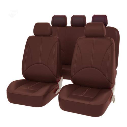 Sitzbezüge,Autositzbezug Universal-Autositz-Abdeckung Protector PU. Lederfront- und Rücksitz-Rückenkissen Pad Mat Rückenlehne for Auto-Innenwagen SUV Limousine(9PCS Coffee) von Fymlok