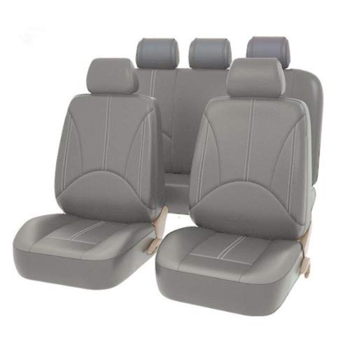 Sitzbezüge,Autositzbezug Universal-Autositz-Abdeckung Protector PU. Lederfront- und Rücksitz-Rückenkissen Pad Mat Rückenlehne for Auto-Innenwagen SUV Limousine(9PCS Grey) von Fymlok