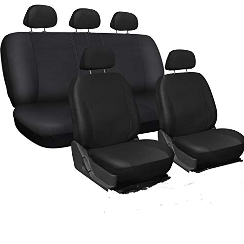 Sitzbezüge,Autositzbezug Universal-Autositz-Abdeckung Protector PU. Lederfront- und Rücksitz-Rückenkissen Pad Mat Rückenlehne for Auto-Innenwagen SUV Limousine(Black) von Fymlok