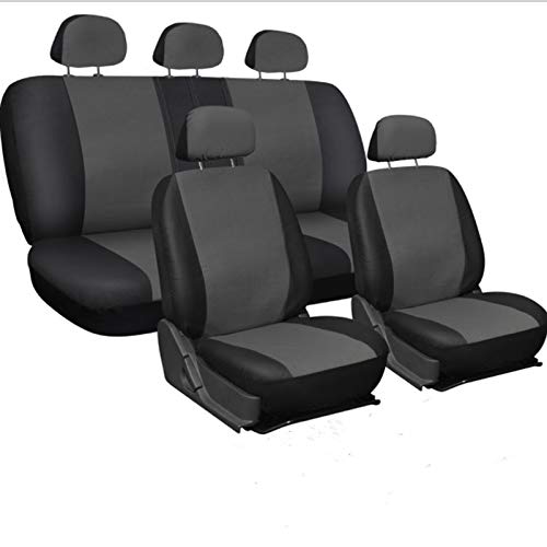 Sitzbezüge,Autositzbezug Universal-Autositz-Abdeckung Protector PU. Lederfront- und Rücksitz-Rückenkissen Pad Mat Rückenlehne for Auto-Innenwagen SUV Limousine(Black Grey) von Fymlok