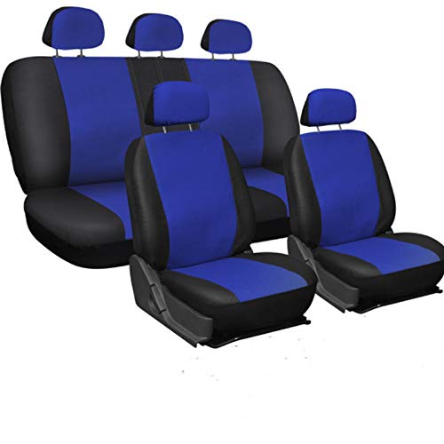 Sitzbezüge,Autositzbezug Universal-Autositz-Abdeckung Protector PU. Lederfront- und Rücksitz-Rückenkissen Pad Mat Rückenlehne for Auto-Innenwagen SUV Limousine(Blue) von Fymlok