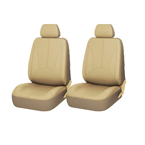Sitzbezüge,Autositzbezug Universal-Autositz-Abdeckung Protector PU. Lederfront- und Rücksitz-Rückenkissen Pad Mat Rückenlehne for Auto-Innenwagen SUV Limousine(Front Beige) von Fymlok