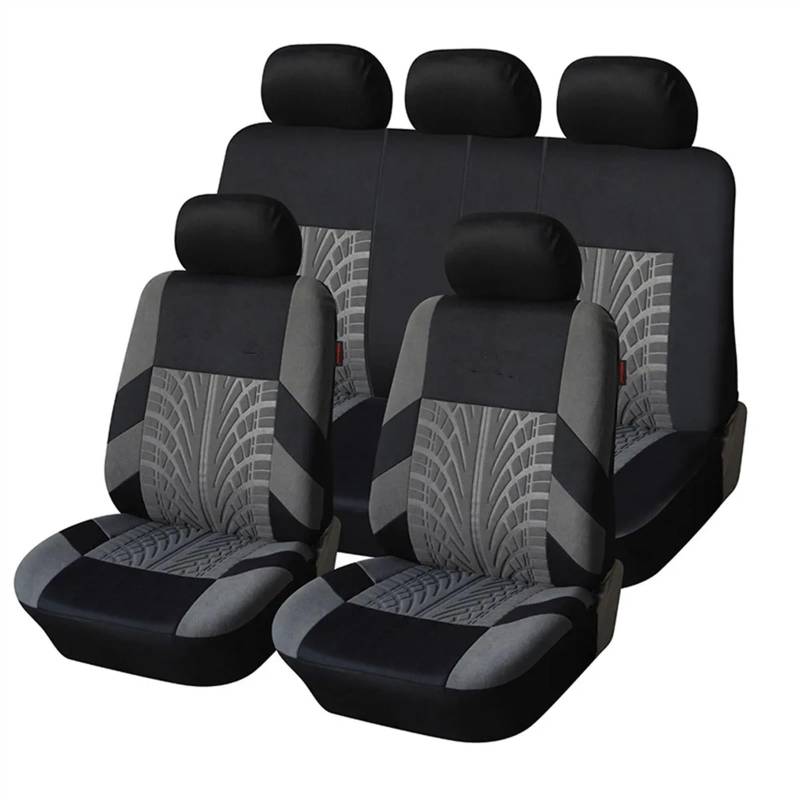 Sitzbezüge,Autositzbezug Universal-Autositzbezug-Set mit 3D-Reifendruckmuster, Autositzkissenschutz, Auto-Styling, Innenausstattung(Dark Gray 9pcs) von Fymlok