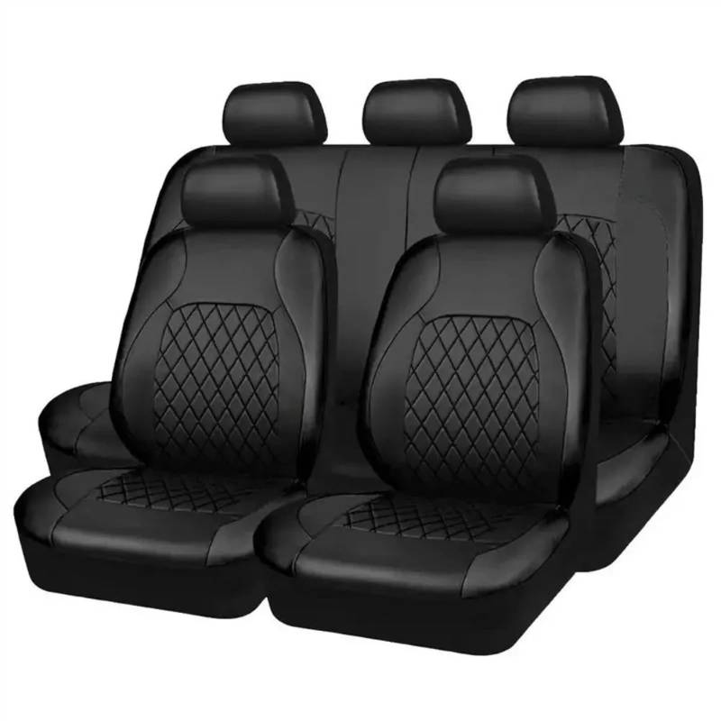 Sitzbezüge,Autositzbezug Universal PVC Auto Sitz Abdeckung for Auto Sitz Abdeckung Vollen Satz Leder 5-Sitz Vorne Hinten(Black) von Fymlok
