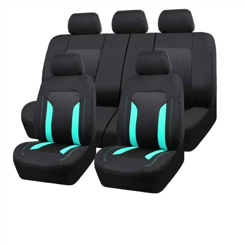 Sitzbezüge,Autositzbezug Universelles Mesh-Autositzbezug-Set, Innenraum, Unisex, Passend for Die Meisten Autos, SUVs, Schienentransporter, Mit Reißverschluss, Airbag-kompatibel(Light Blue 5 seat) von Fymlok