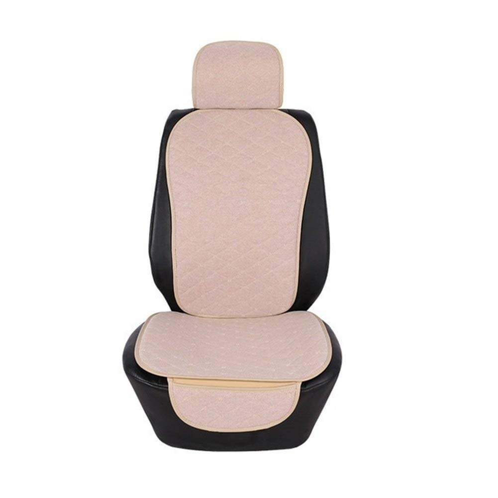 Sitzbezüge,Autositzbezug Vorne Auto-Sitzabdeckung mit Rückenlehne Universal-Breathable Leinensitzkissen Schutz-Matten-Auflage Auto Sitz Fit Innenausstattung(Beige) von Fymlok