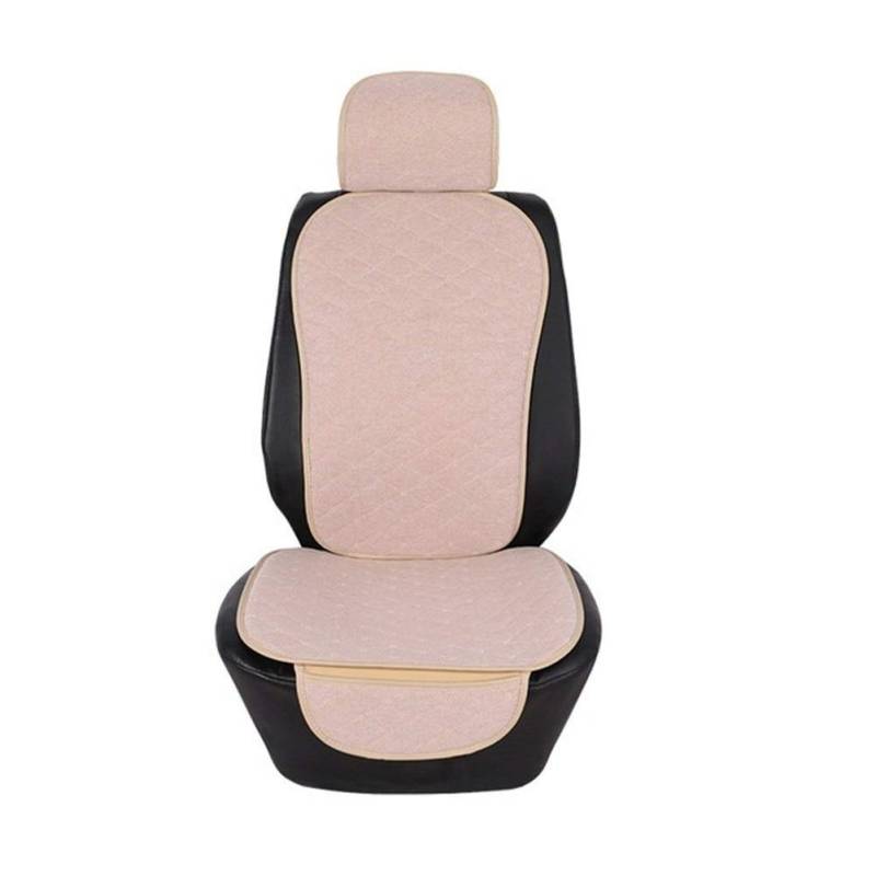 Sitzbezüge,Autositzbezug Vorne Auto-Sitzabdeckung mit Rückenlehne Universal-Breathable Leinensitzkissen Schutz-Matten-Auflage Auto Sitz Fit Innenausstattung(Beige) von Fymlok