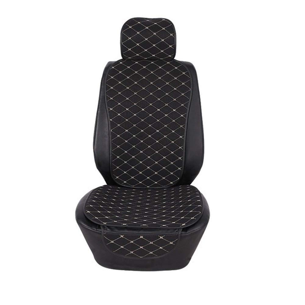 Sitzbezüge,Autositzbezug Vorne Auto-Sitzabdeckung mit Rückenlehne Universal-Breathable Leinensitzkissen Schutz-Matten-Auflage Auto Sitz Fit Innenausstattung(Black with golden) von Fymlok