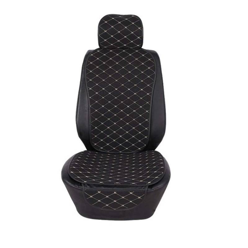 Sitzbezüge,Autositzbezug Vorne Auto-Sitzabdeckung mit Rückenlehne Universal-Breathable Leinensitzkissen Schutz-Matten-Auflage Auto Sitz Fit Innenausstattung(Black with golden) von Fymlok