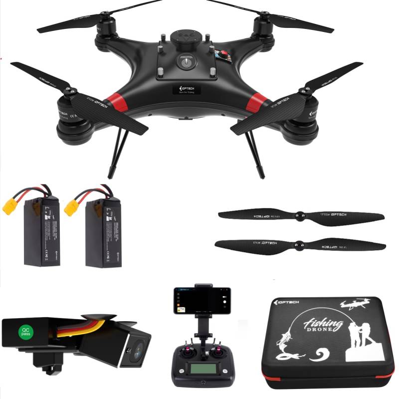Ideafly Fishing Drone 3KG Payload Bait Release Heavy Drone, 1.5km RC GPS Drone 33mins Waterproof Drone with Single Axis Gimble Camera 4K (add two propellers+ batteries) (add one propellers+battery) von Camolech