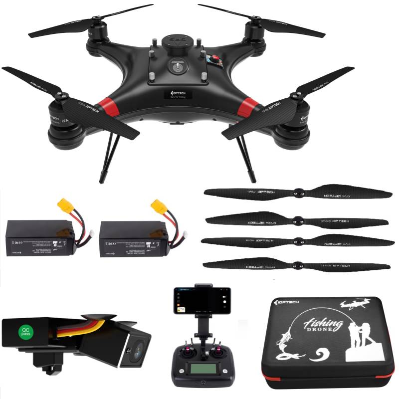 Ideafly Fishing Drone 3KG Payload Bait Release Heavy Drone, 1.5km RC GPS Drone 33mins Waterproof Drone with Single Axis Gimble Camera 4K (add two propellers+ batteries) (add two propellers+ battery) von Camolech