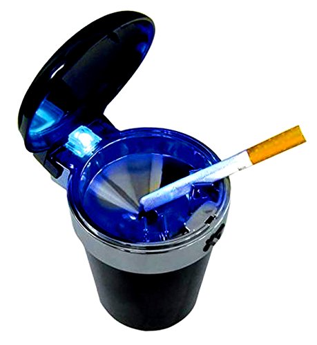 Sturmaschenbecher mit Deckel und blauer LED Aschenbecher Windaschenbecher von G&M