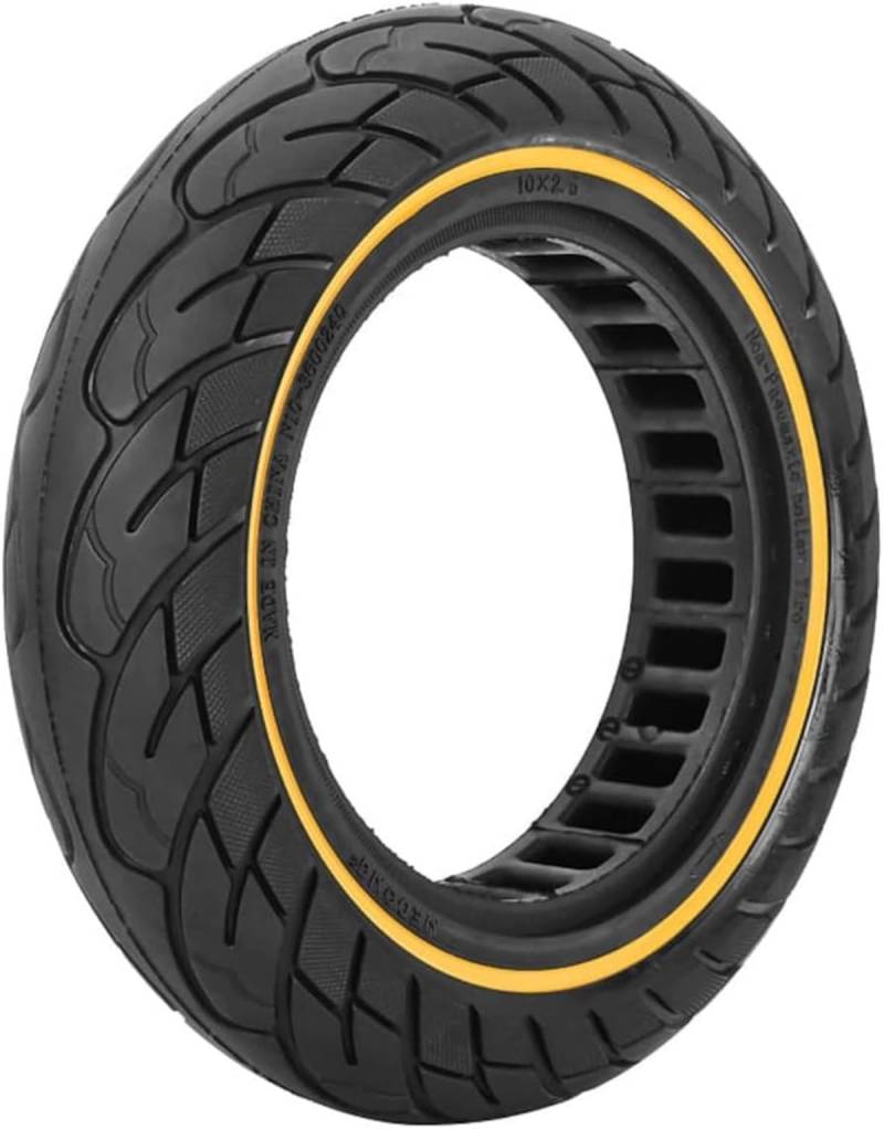 G.V.SHOP® 1 Vollgummiräder 10 x 2,5 Zoll 36 mm Reifen für Elektroroller, Xiaomi, Ducati, Lexgo, Vivobike S2, rutschfest, Vollgummi (Gelb 1pcs) von G.V.SHOP