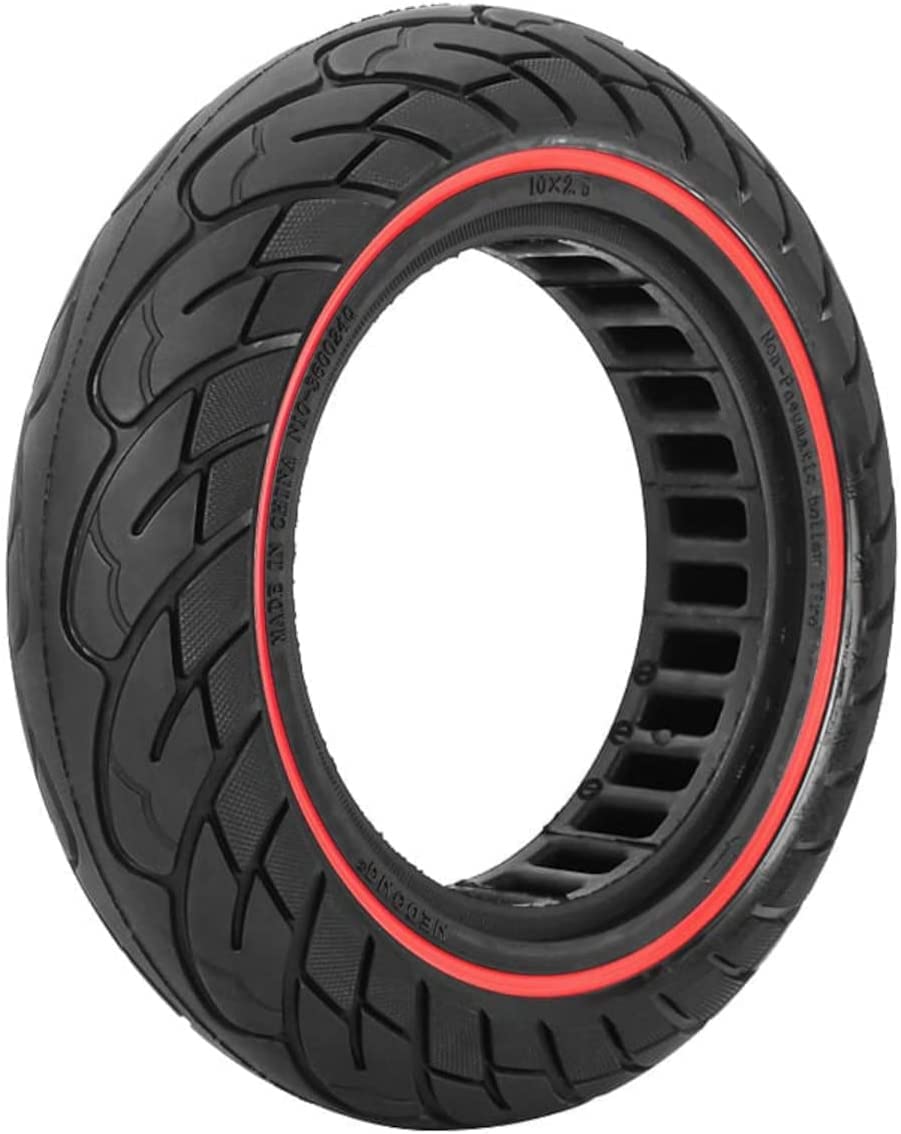 G.V.SHOP® 10X2.5 Zoll 45MM Vollgummirad für Elektroroller Scooter Scooter, Vollgummi, Kompatibel mit NINEBOT G30 Max, Xiaomi PRO 4, Anti-Rutsch, Vollgummireifen, 60/70-6.5 (ROT 1PCS) von G.V.SHOP