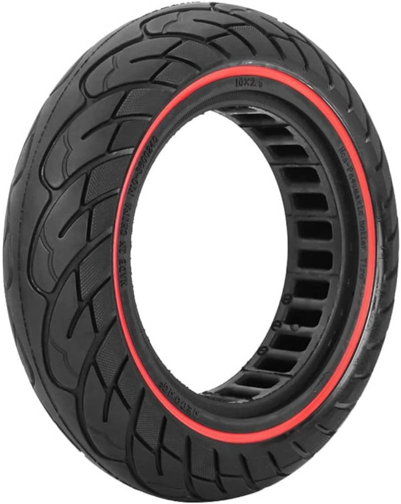 G.V.SHOP® 10X2.5 Zoll 45MM Vollgummirad für Elektroroller Scooter Scooter, Vollgummi, Kompatibel mit NINEBOT G30 Max, Xiaomi PRO 4, Anti-Rutsch, Vollgummireifen, 60/70-6.5 (ROT 1PCS) von G.V.SHOP