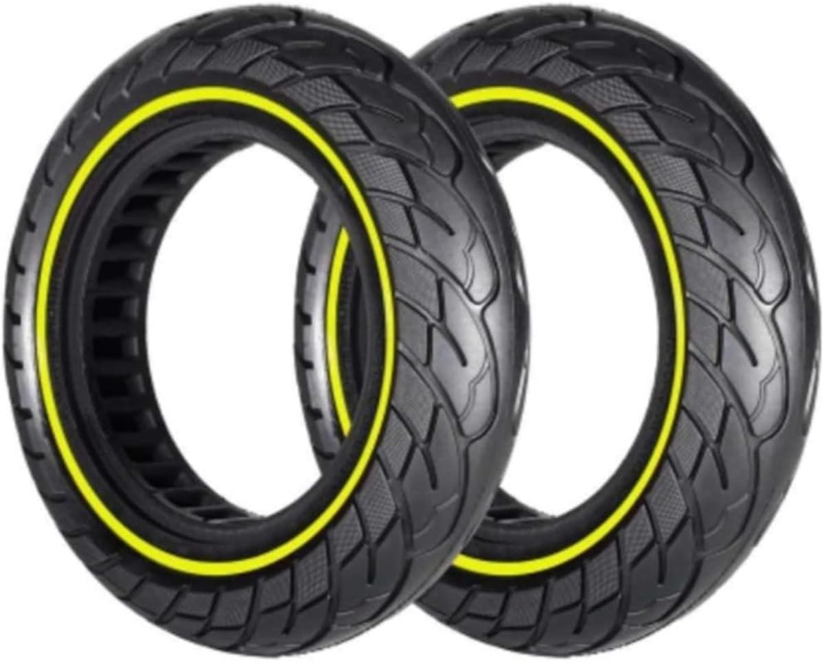 G.V.SHOP® 2 Vollgummiräder 10 x 2,5 Zoll 36 mm Reifen für Elektroroller, Xiaomi, Ducati, Lexgo, Vivobike S2, rutschfest, Vollgummi (Fluo 2pcs) von G.V.SHOP