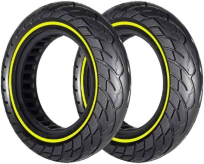 G.V.SHOP® 2 Vollgummiräder 10 x 2,5 Zoll 36 mm Reifen für Elektroroller, Xiaomi, Ducati, Lexgo, Vivobike S2, rutschfest, Vollgummi (Fluo 2pcs) von G.V.SHOP